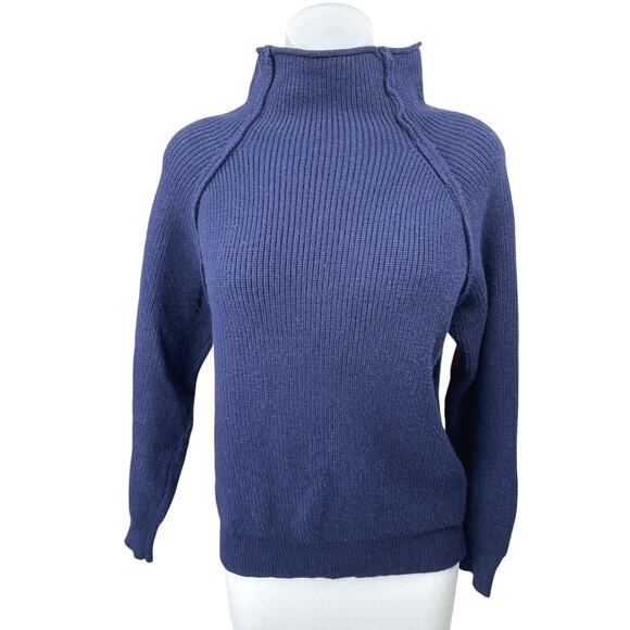 Chicwish Sweaters - Chicwish Blue Ribbed Turtleneck Long Sleeve Heart Patched Pullover Sweater Top M